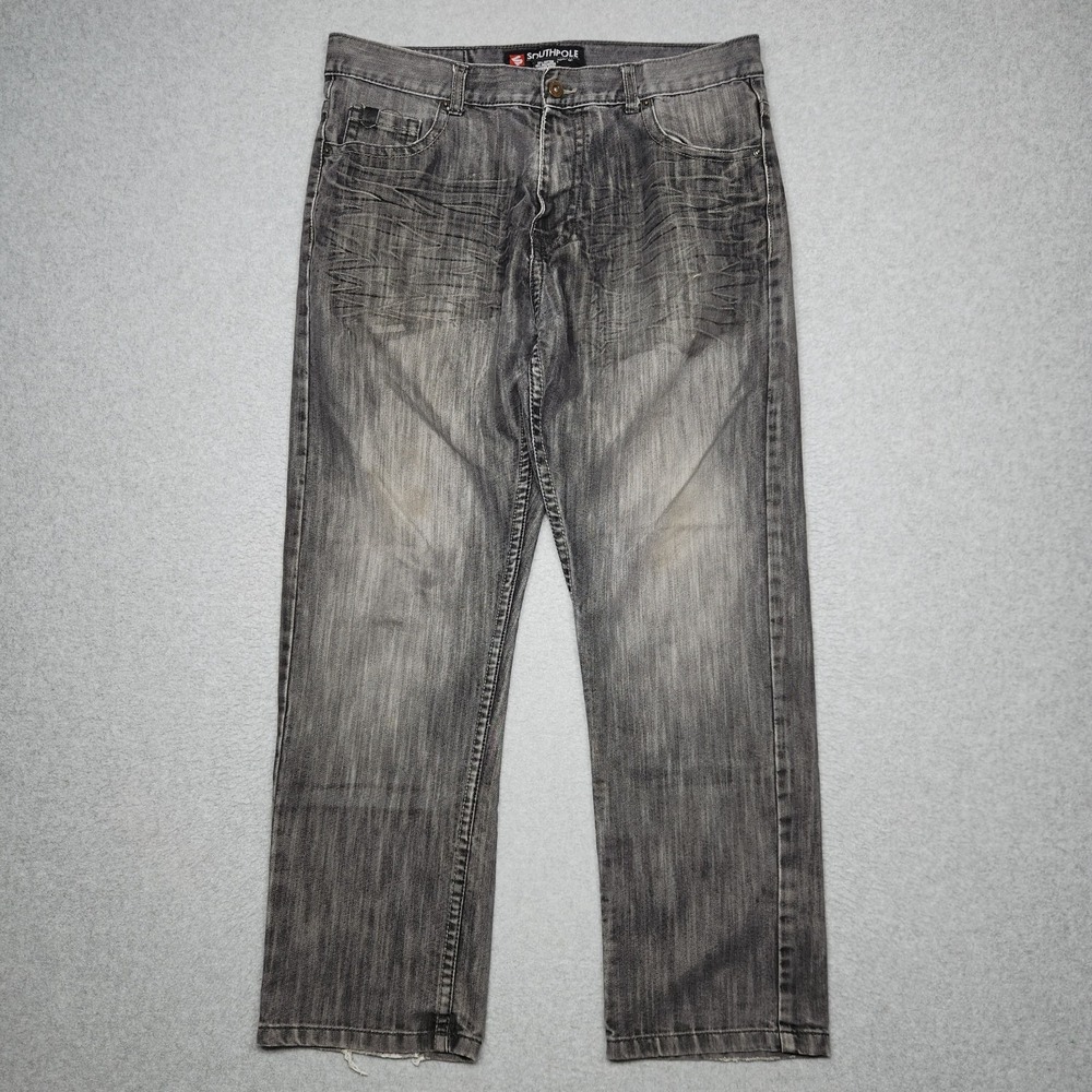 VINTAGE Southpole Jeans 36 Black Denim Loose‎ Baggy Wide Skater Pants Hip Hop
